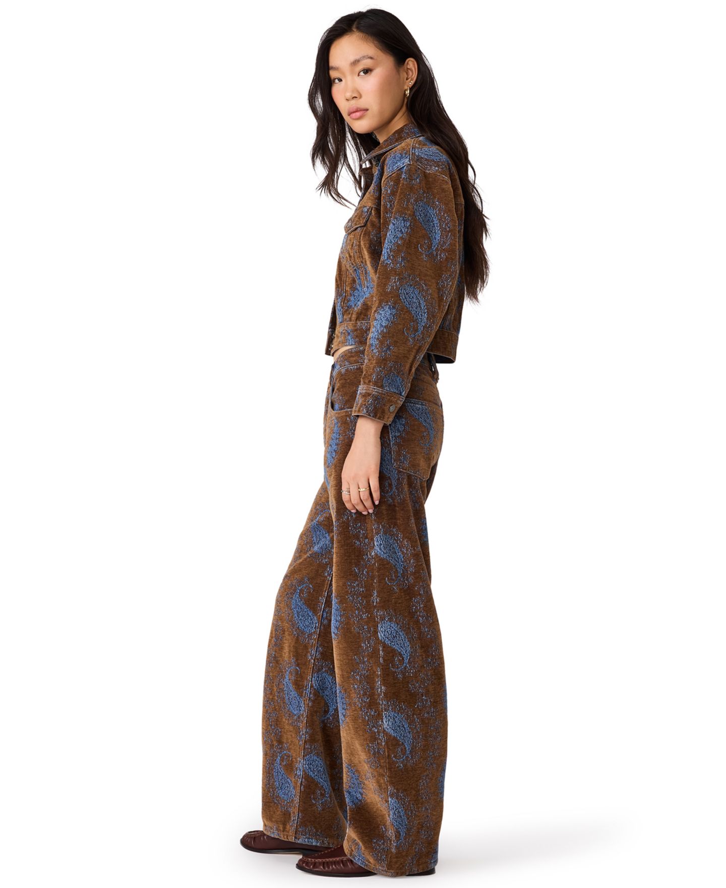 Женская куртка Steve Madden Dove Cropped Corduroy Paisley, цвет: Flocked Jacquard Paisley — фото 3