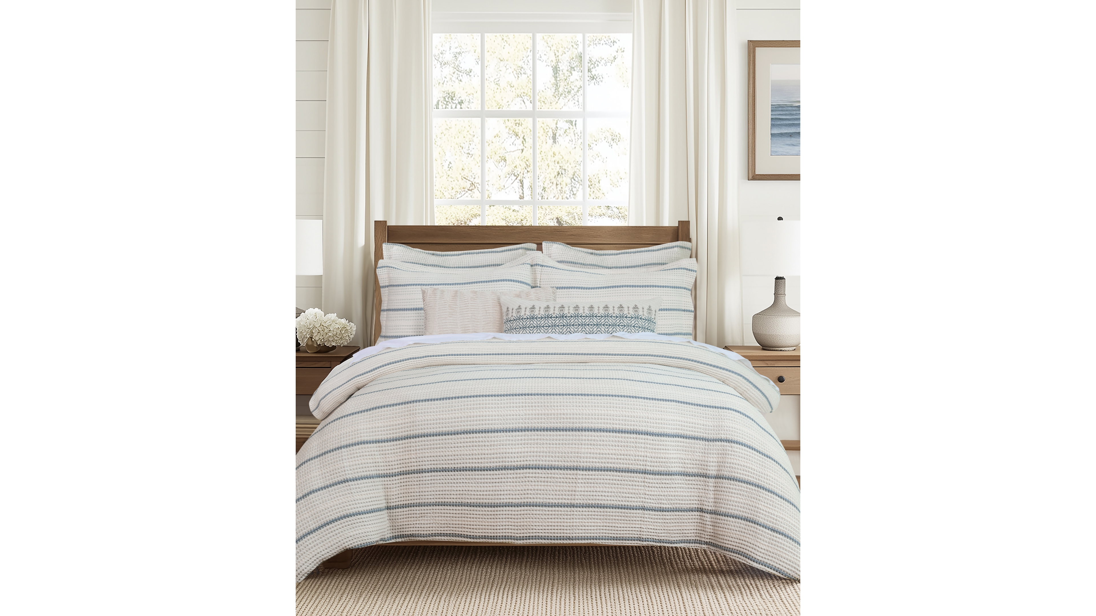 Levtex Home Waffle Stripe Textured 3-Piece Duvet Set, King/California King