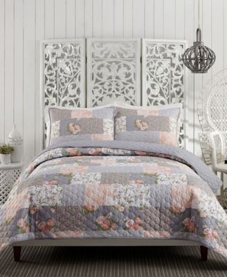 La Flor Patchwork Printed 3-Piece Quilt Set, Full/Queen