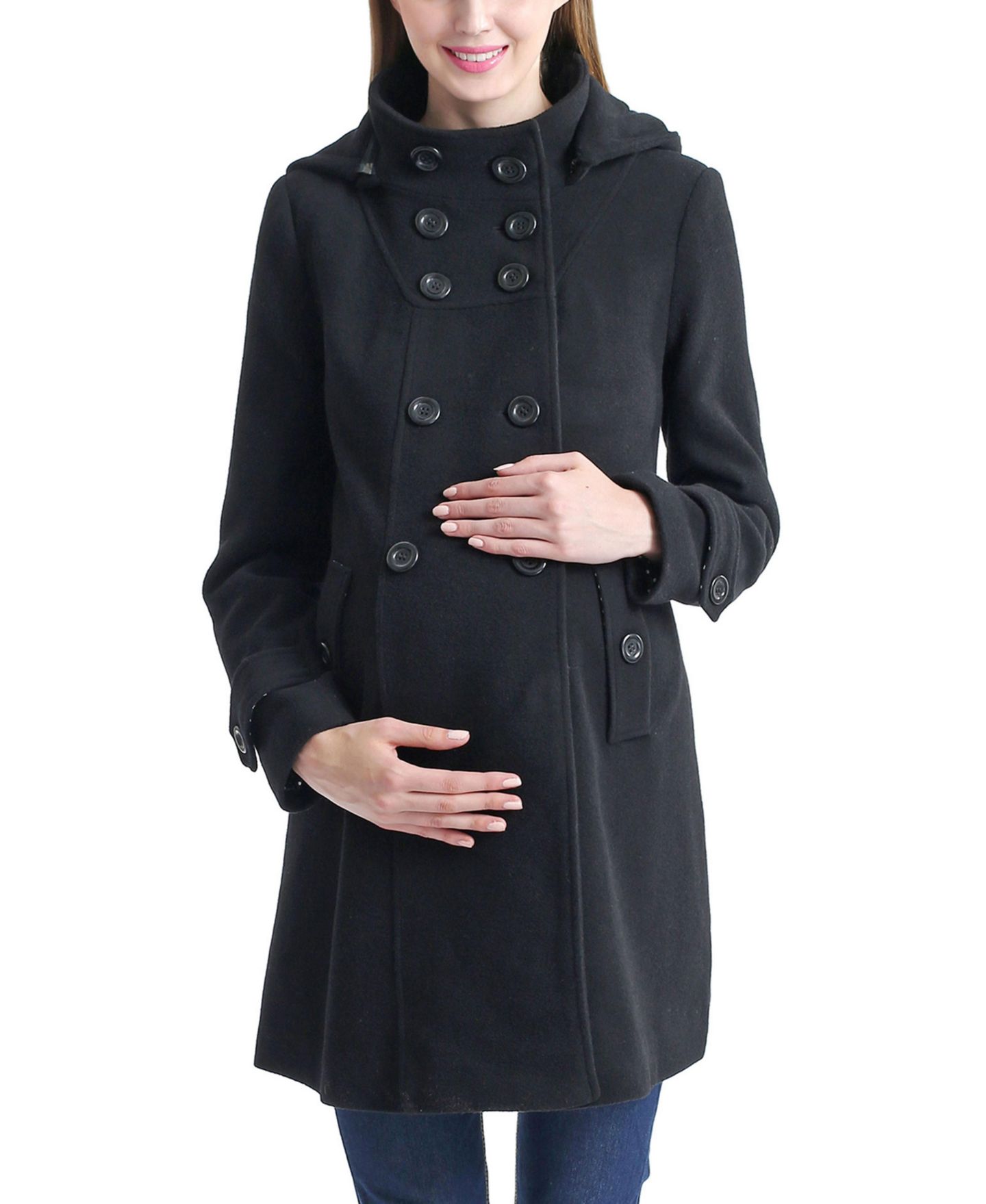 Женское пальто kimi + kai Maternity Penelope Wool Blend A-Lined, цвет: Чёрный — фото 3