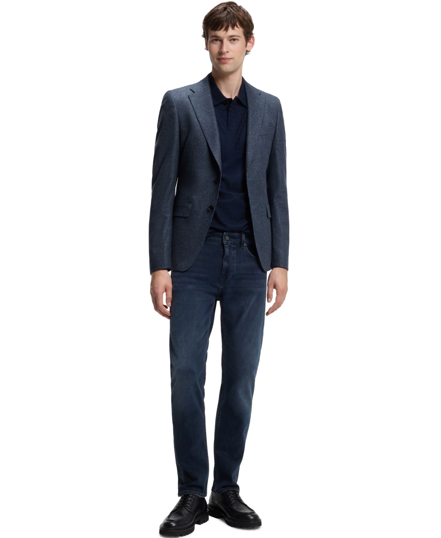 Мужской пиджак Hugo Boss BOSS by Wool-Cashmere Slim-Fit Blazer, цвет: Тёмный синий — фото 4