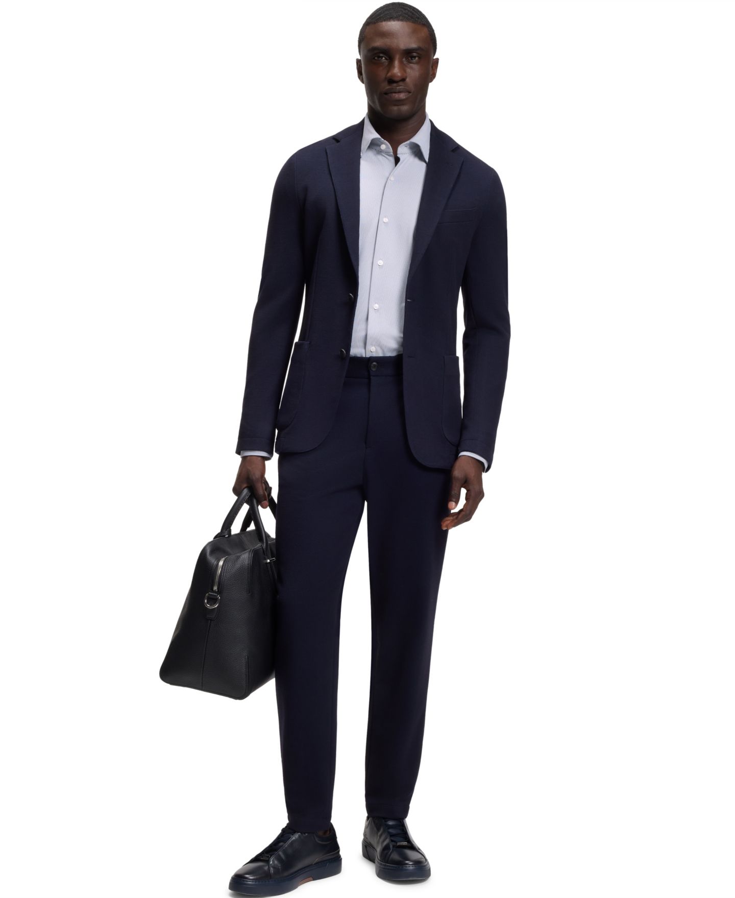 Мужская рубашка Hugo Boss BOSS by Stretch Jersey Regular-Fit Dress Shirt, цвет: Тёмный синий — фото 4