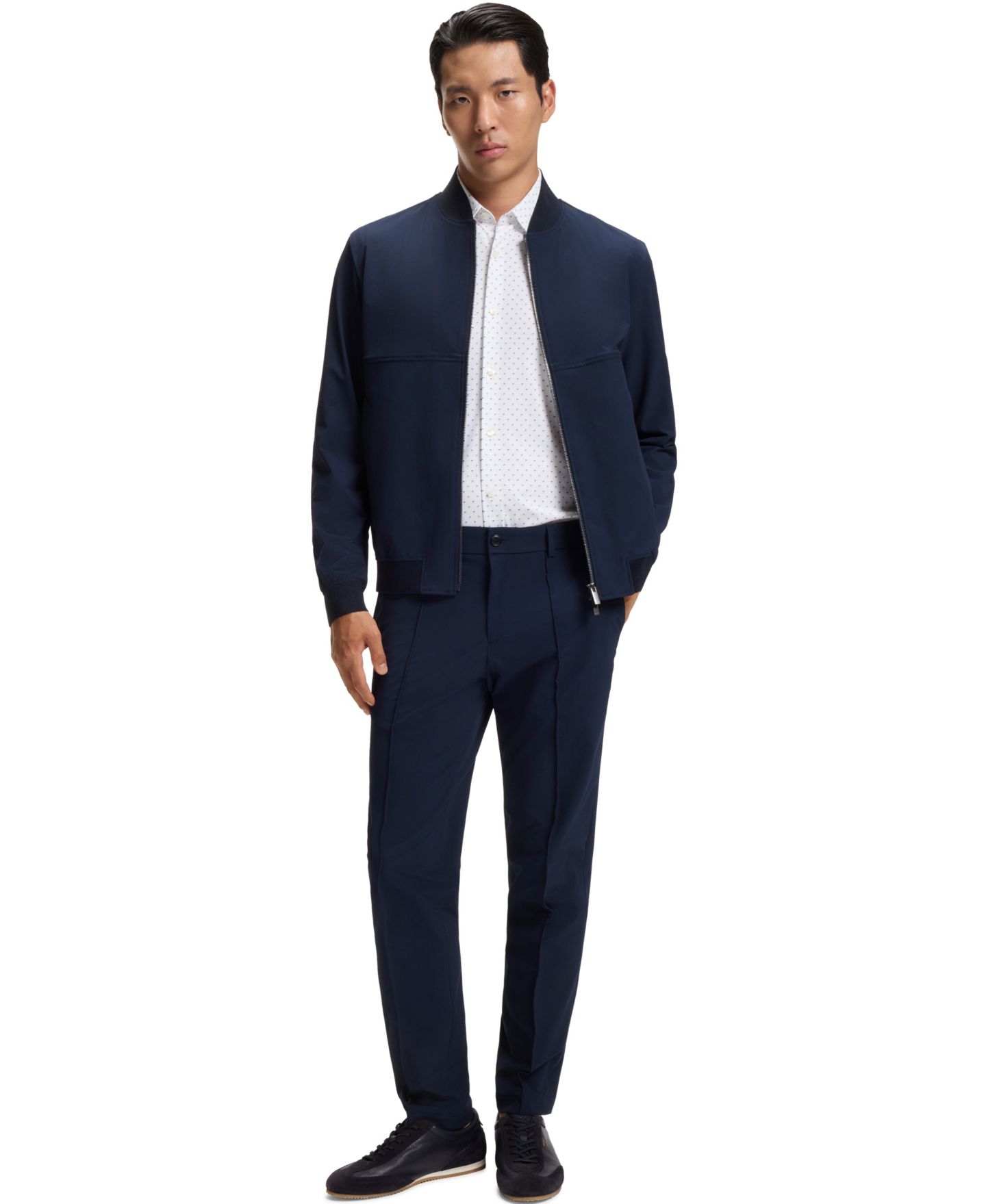 Мужская рубашка Hugo Boss Stretch Jersey Slim-Fit Dress Shirt, цвет: Синий — фото 4