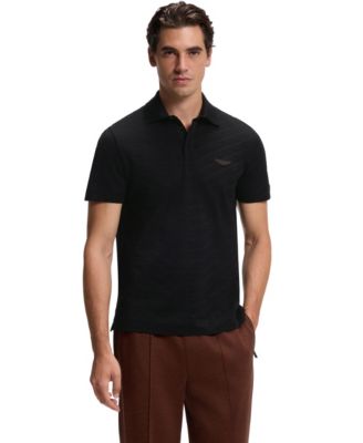 x Aston Martin Men'sCotton Mercerized Cotton Jacquard Regular-Fit Polo Shirt