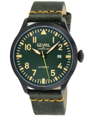 Men's Vaughn Swiss Automatic Leather Strap Watch