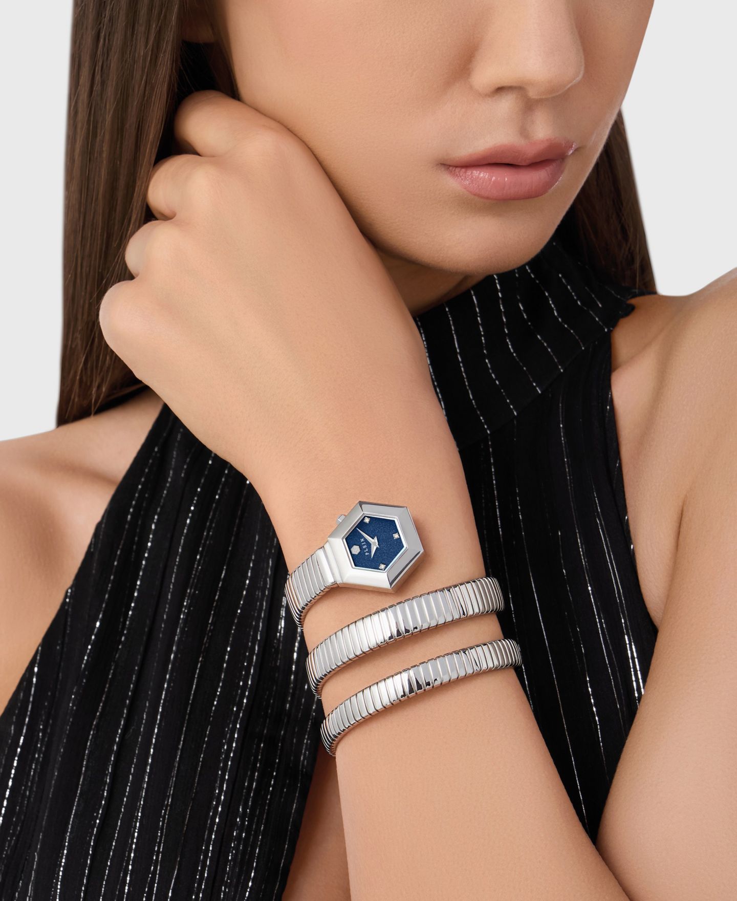 Женские часы Philipp Plein Nake Hexagon Silver Stainless Steel Bracelet Watch 24mm — фото 5