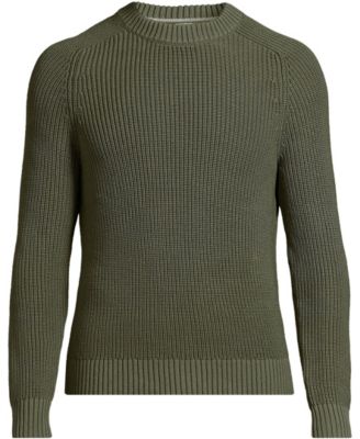 Lands' End Men's Cotton Drifter Saddle Crewneck Shaker Sweater