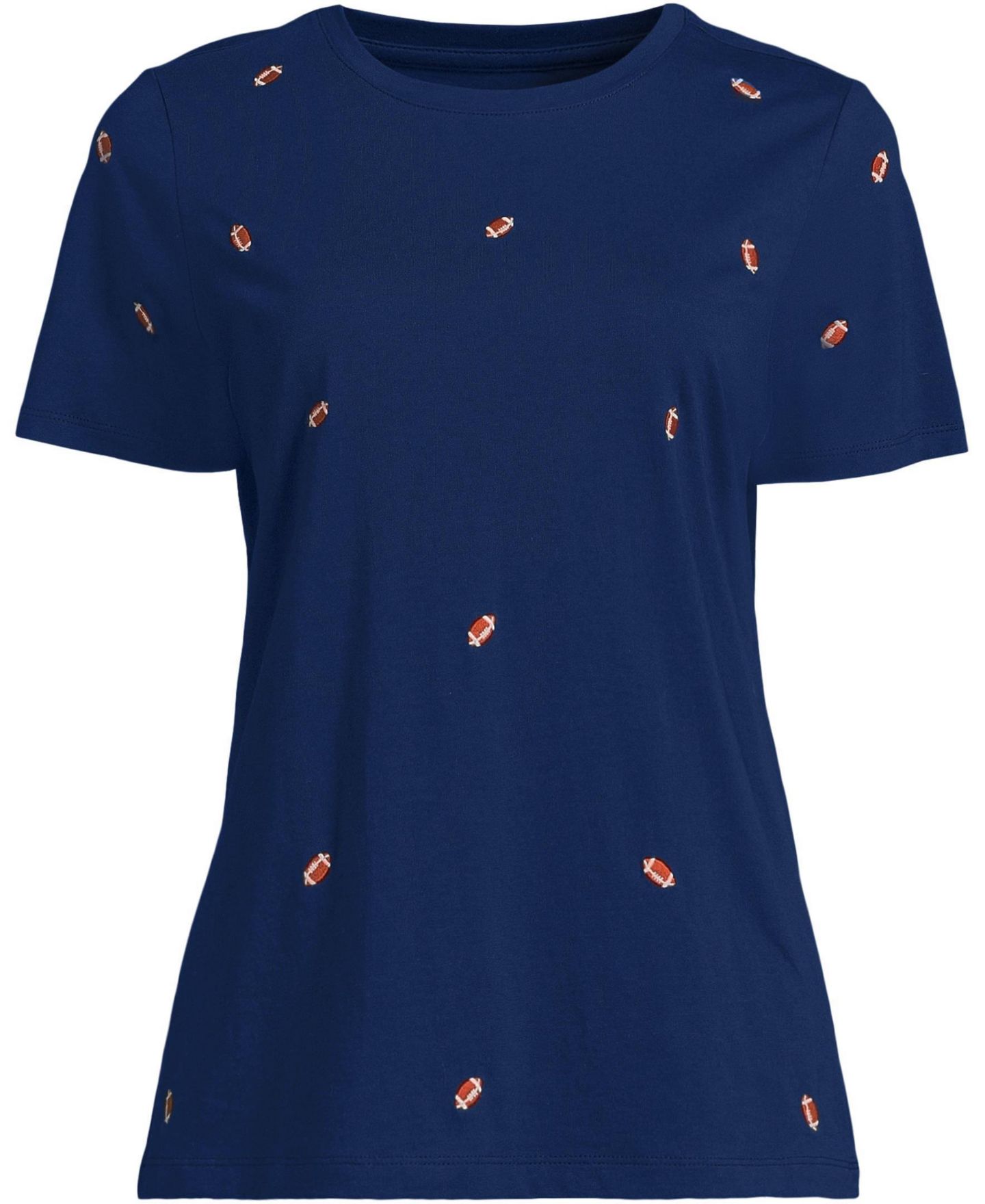 Женская футболка Lands' End Relaxed Supima Cotton Embroidered, цвет: Тёмно-синий — фото 1