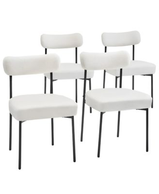Modern Upholstered Dining Chairs Set of 4 with Metal Legs