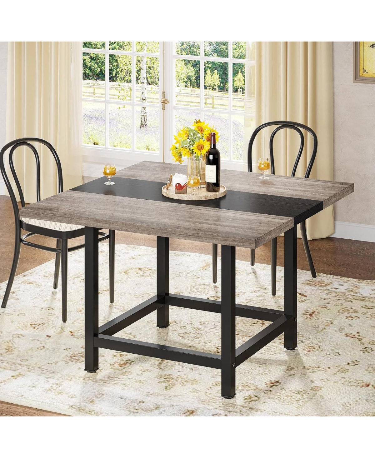 Tribesigns 39.4" Square Farmhouse Dining Table for 4