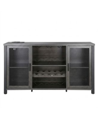 47 Inch Farmhouse Bar Cabinet with Wine Rack and Buffet Storage