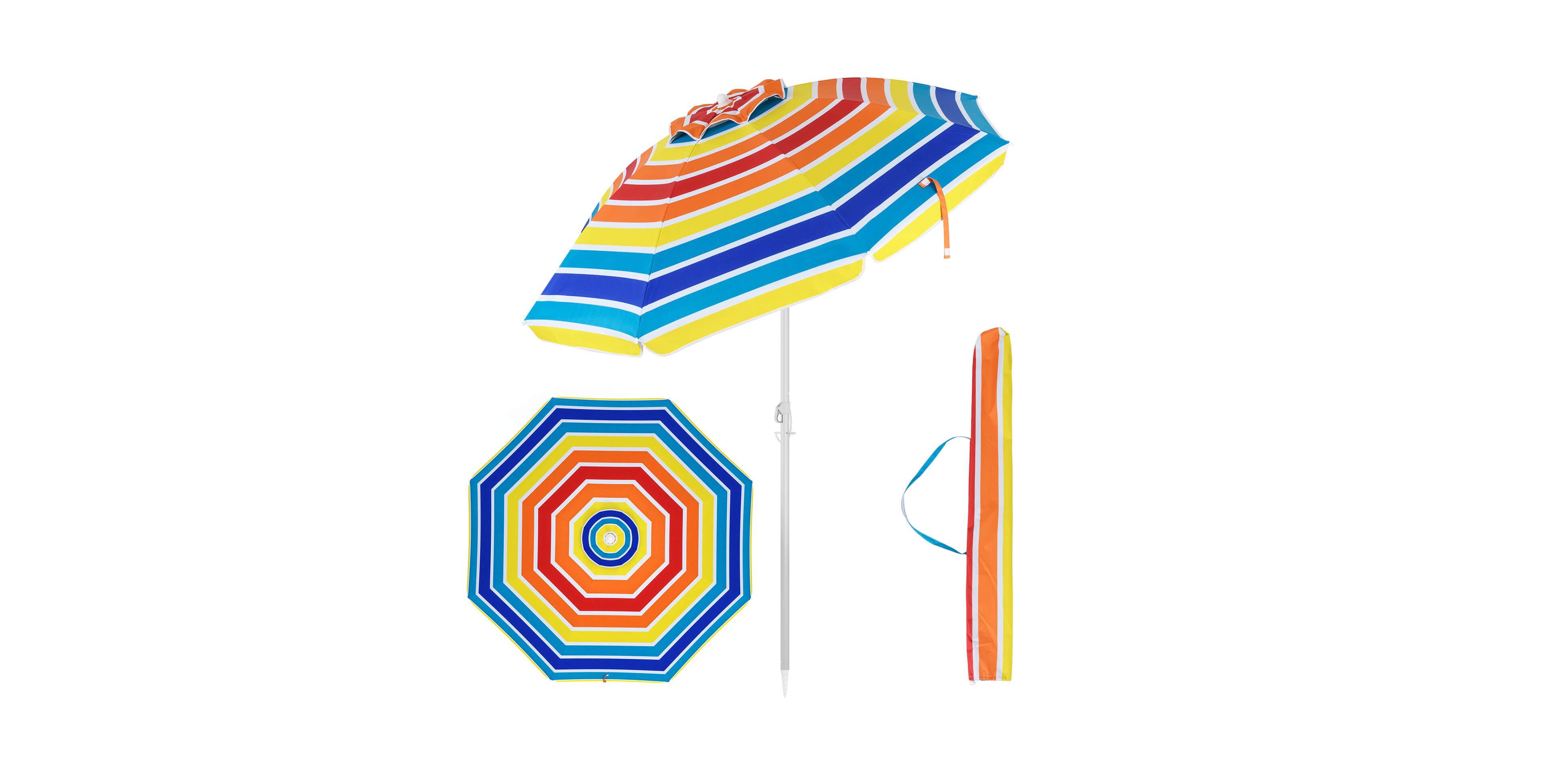 Costway 6.5 Ft Patio Beach Umbrella Sun Shade Tilt Aluminum Sports Portable Carry Bag