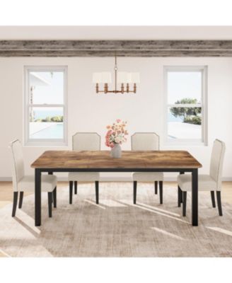 70.8" Industrial Dining Table for 6-8 – Sturdy Metal Frame, Multi-Use for Dining Room and Office