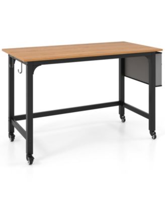 48 Inch Rolling Computer Desk with Heavy-Duty Metal Frame and 4 Casters