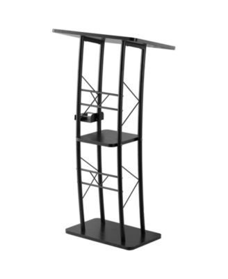 47-Inch Metal Lectern Podium with Wide Reading Surface Open Storage Cup Holder Book Stopper