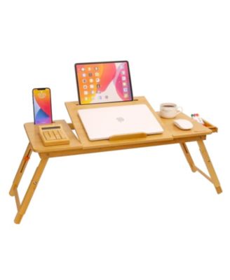 Lap Desk Adjustable Foldable Bed Tray with Drawer Tablet Slot