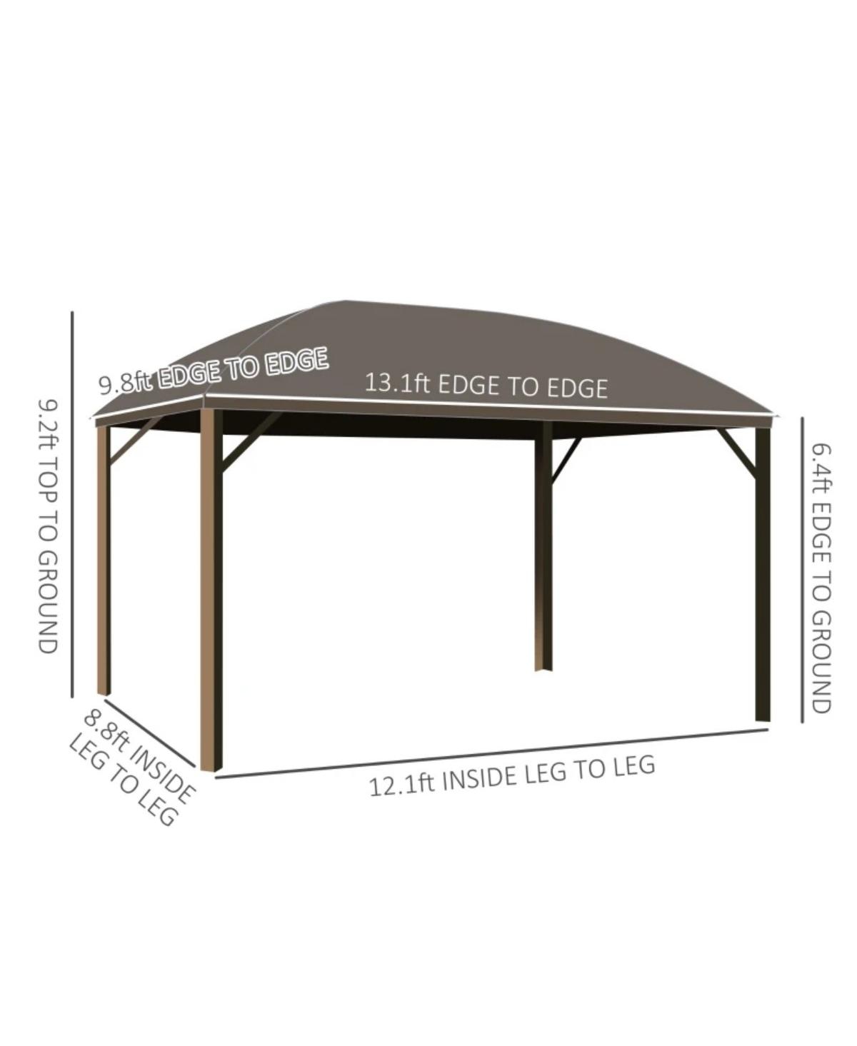 Asagikoiai 13.1x 9.8 Feet Outdoor Metal Gazebo, Heavy Duty Hardtop Gazebo with Curtains and Mesh