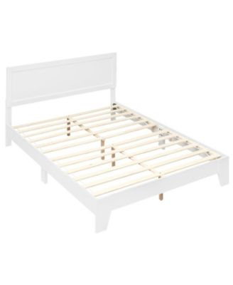 Queen Size Modern Wood Platform Bed with Panel Headboard