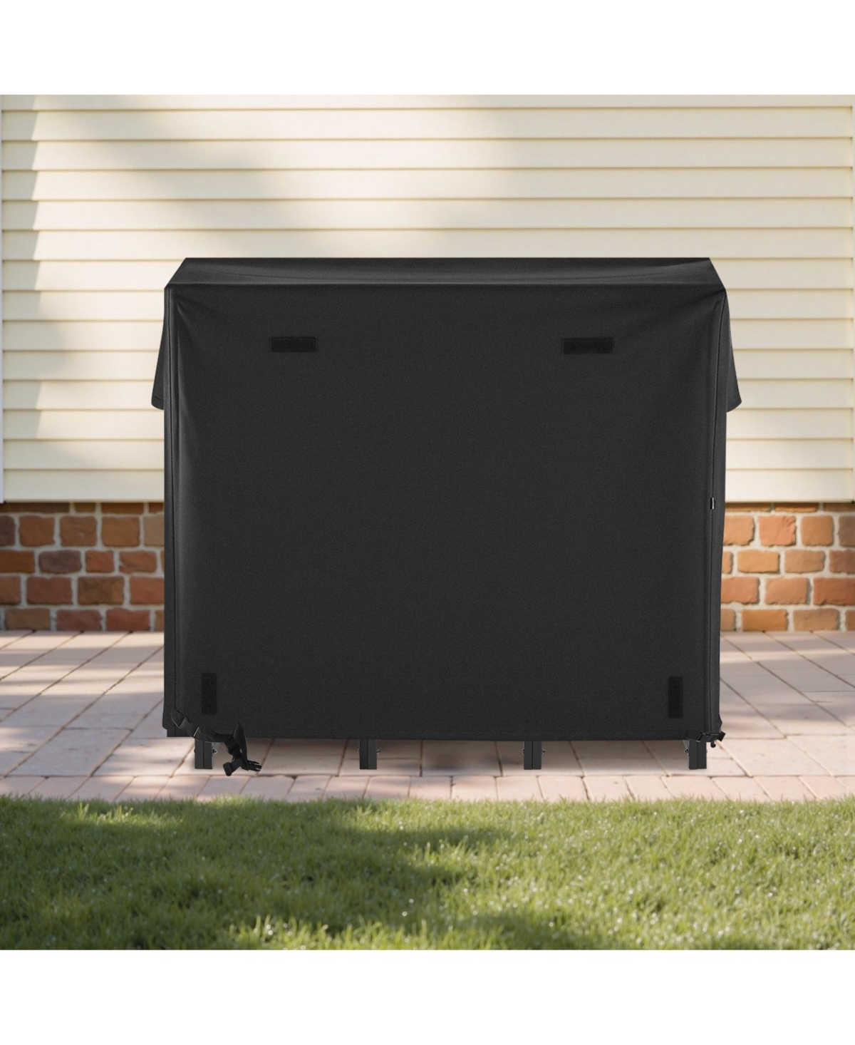 Slickblue 4ft Metal Firewood Holder Rack with Cover for Fireplace Deck Storage
