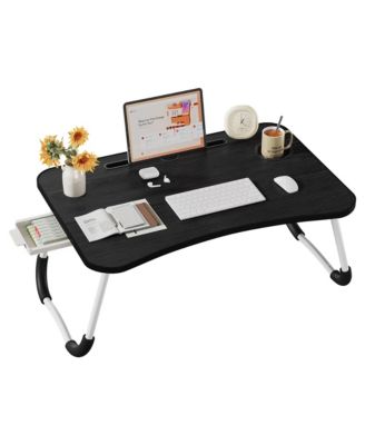 Lap Desk Tray Laptop Breakfast Sofa Cup Holder Drawer Foldable