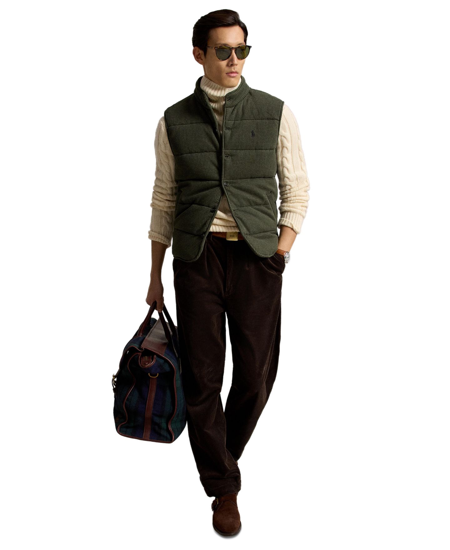 Мужской жилет Polo Ralph Lauren Houndstooth Regular-Fit Estate-Rib Vest, цвет: Меланжевый, вариант 1 — фото 2