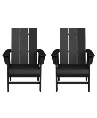 Outdoor Patio HDPE Plastic Modern Adirondack Dining Chairs (Set of 2)
