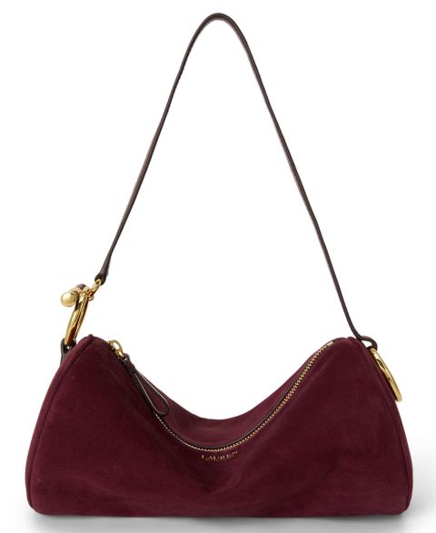 Женская сумка Lauren Ralph Lauren Suede Small Blaike Barrel, цвет: Тёмный гранатовый