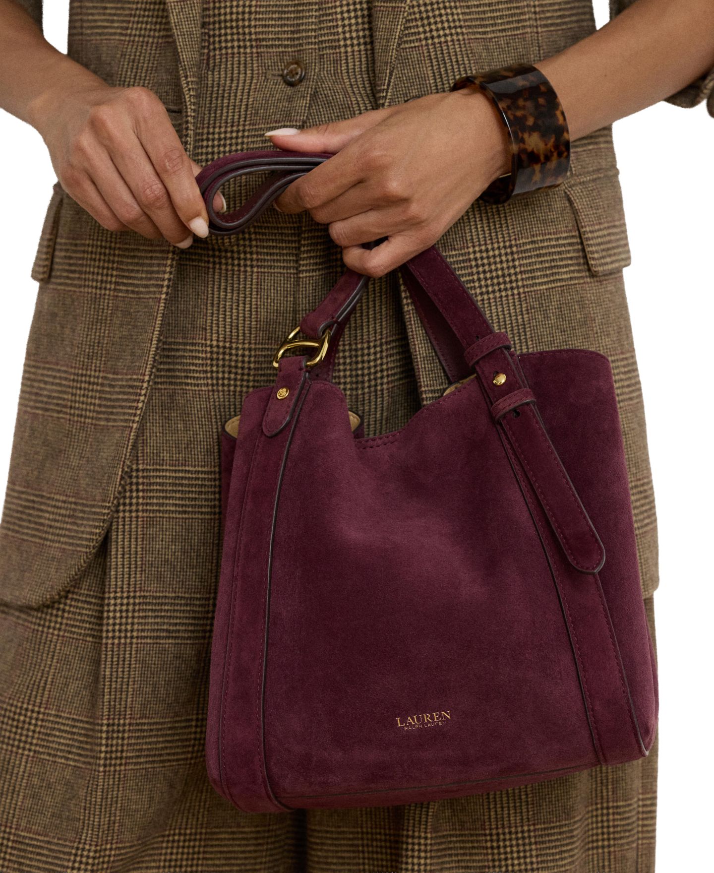 Женская сумка Lauren Ralph Lauren Tasha Small Suede, цвет: Тёмный гранатовый — фото 6