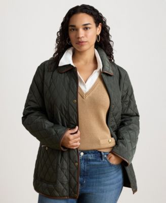 Plus Size Diamond-Quilted Lined Coat