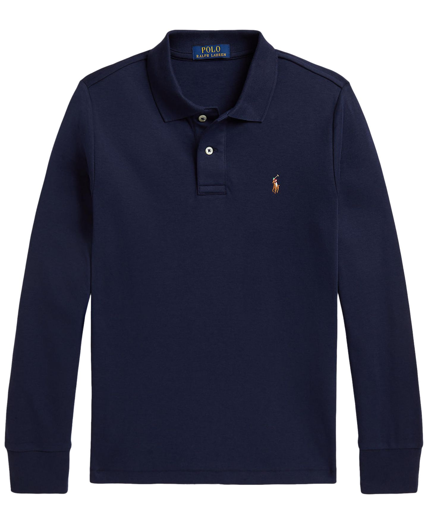 Поло Polo Ralph Lauren Soft Cotton Long-Sleeve Polo для мальчиков, цвет: Тёмно-синий — фото 1