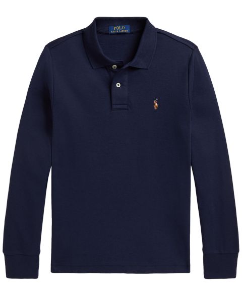 Поло Polo Ralph Lauren Soft Cotton Long-Sleeve Polo для мальчиков, цвет: Тёмно-синий