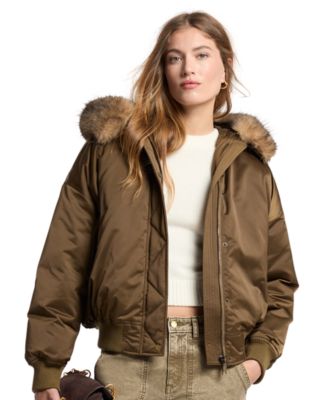 Women's Hooded Down Insulated Bomber Jacket
