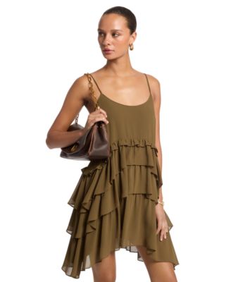Women's Tiered Ruffle High-Low Tank Mini Dress