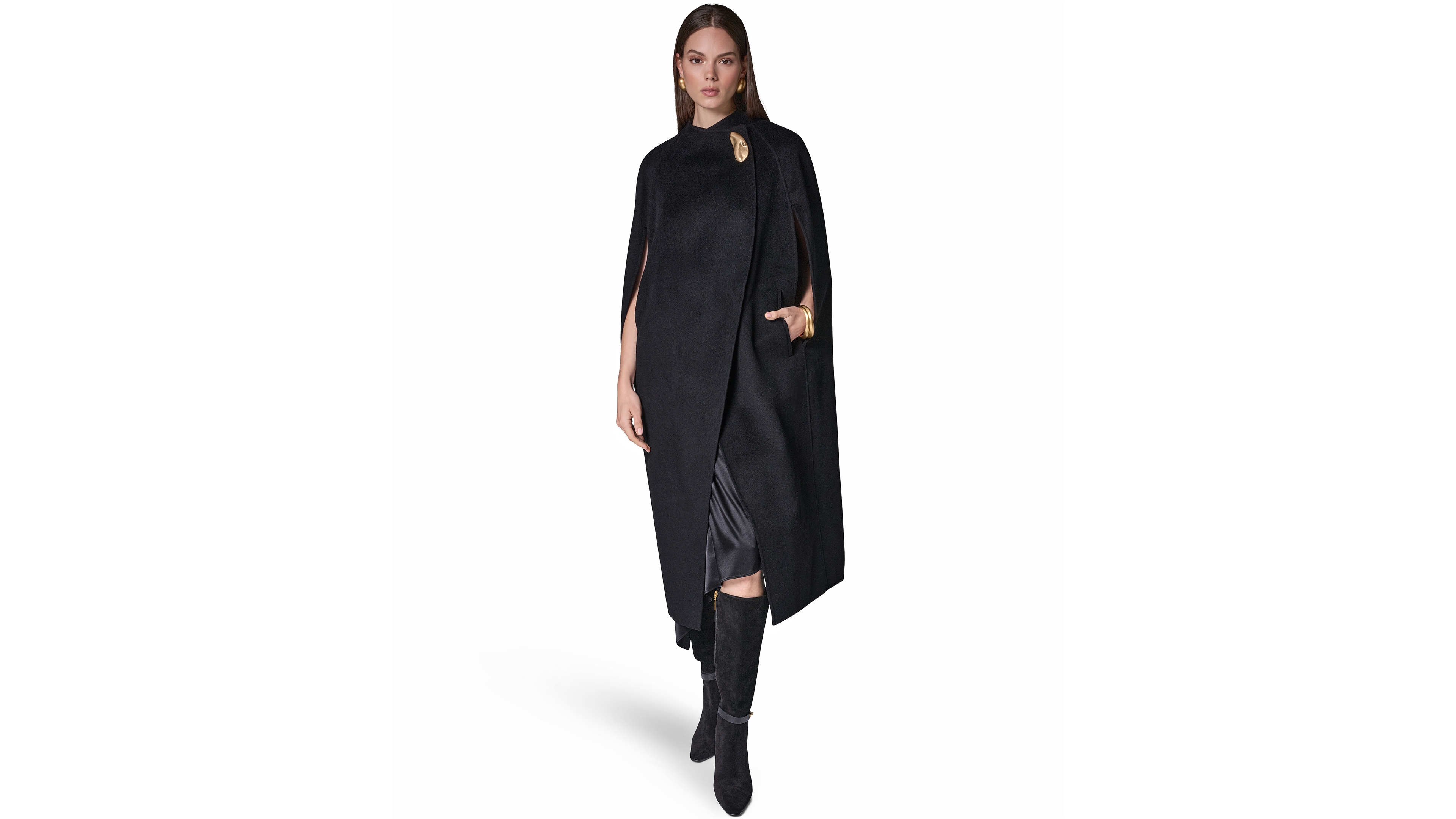 Donna Karan New York Women's Wool-Blend Maxi Cape Coat