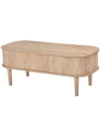 Lift Top Oval Coffee Table with Hidden Storage Compartments