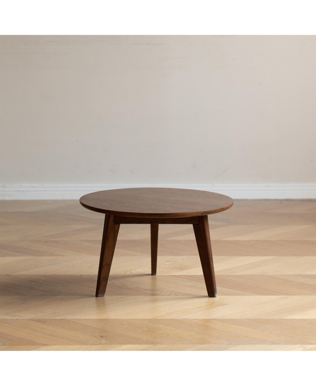 Flynama Solid Oak Wood Coffee Table Round Center Table Study Desk Living Room