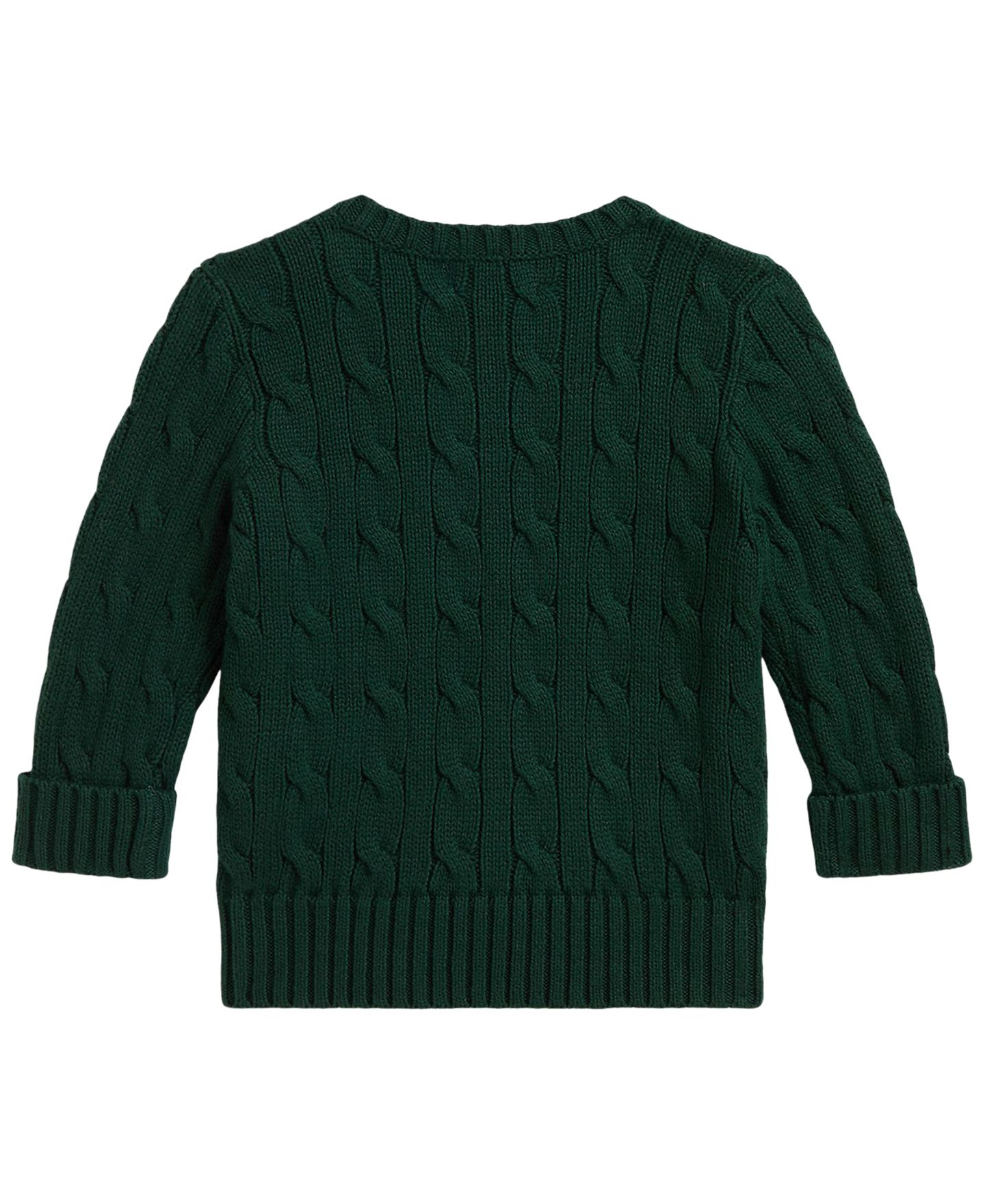 Polo Ralph Lauren Детский хлопковый свитер Ralph Lauren Polo Bear косой вязки для мальчиков, малыши, цвет: Мох — фото 2