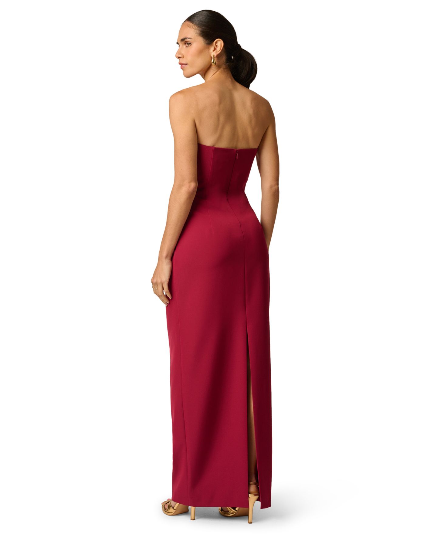 Женское платье Adrianna Stretch Strapless Crepe Long, цвет: Винный — фото 5
