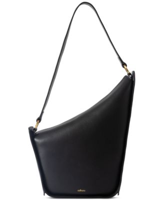 Leather Asymmetrical Embossed Logo Large Shoulder Handbag