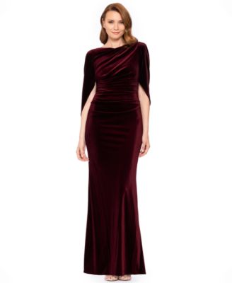 Women's Velvet Draped Back Long Dress