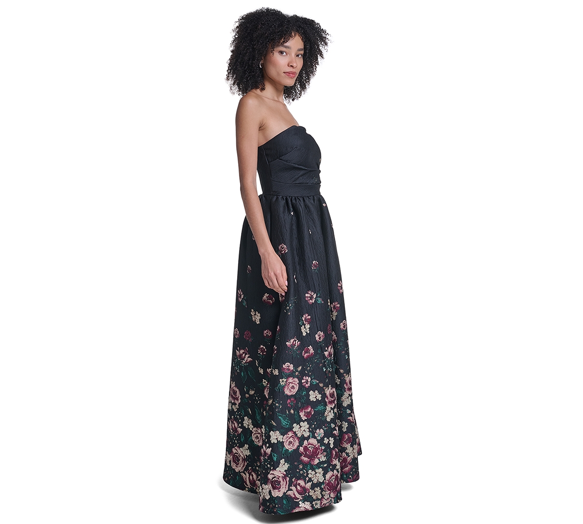 Karl Lagerfeld Paris Women's Strapless Floral Gown