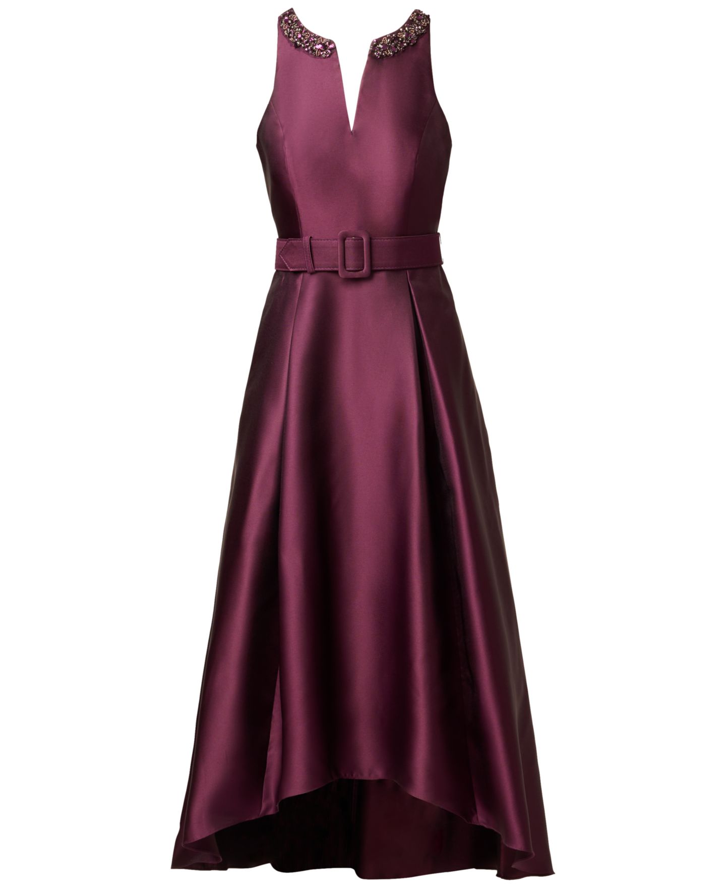 Женское платье Adrianna Papell Mikado High-Low V-Neck Beaded, цвет: Чёрный — фото 5