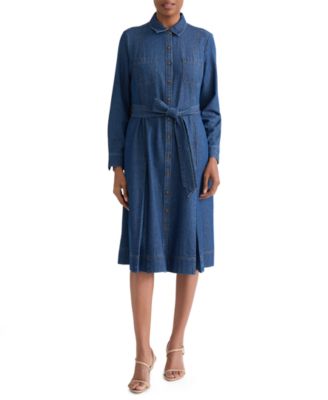 Petite Button-Up Cotton Shirt Dress