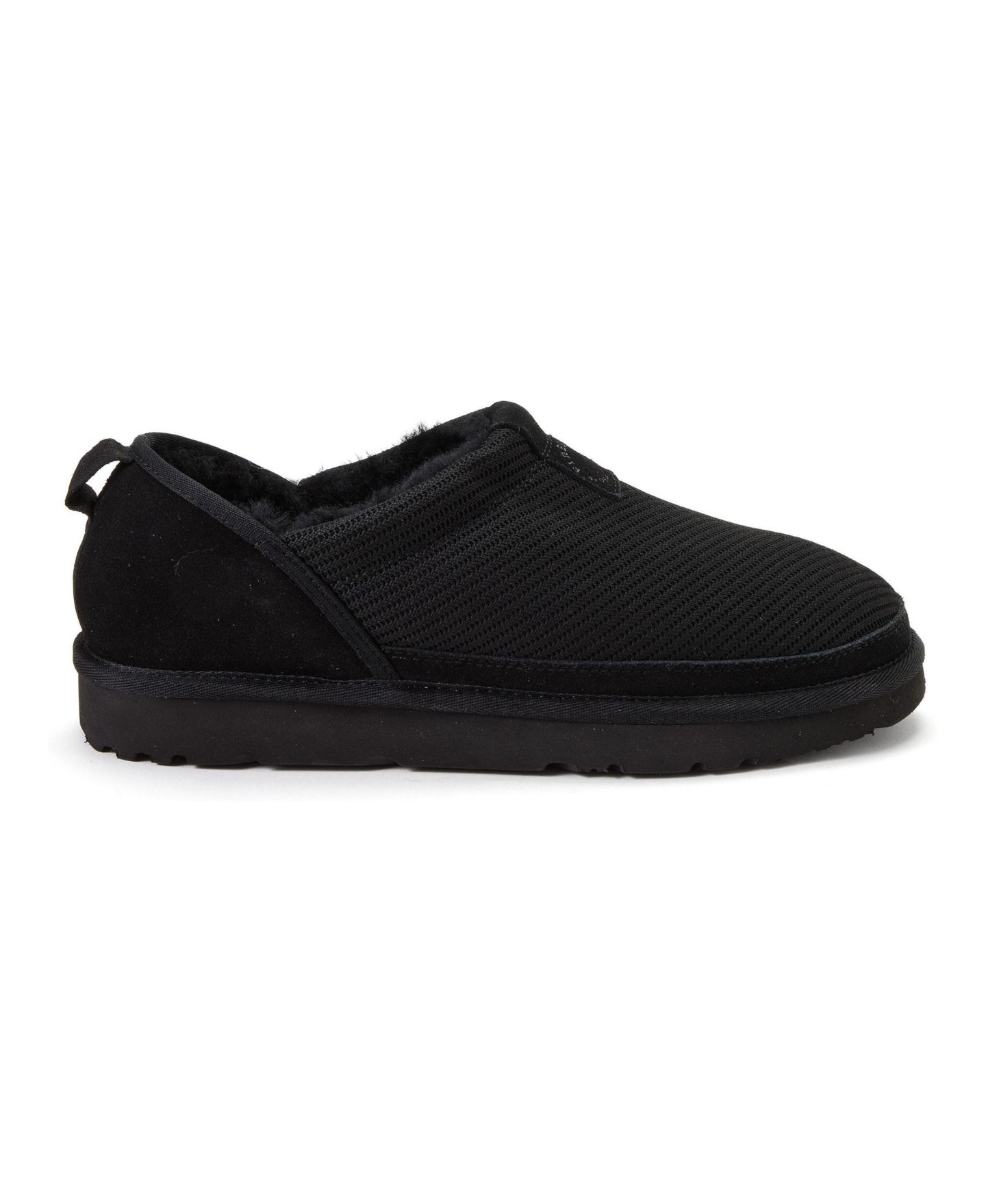 Женские тапочки Dearfoams Fireside by Sport Knit And Suede Slip On Shoetie Water Repellent Slippers, цвет: Чёрный — фото 2