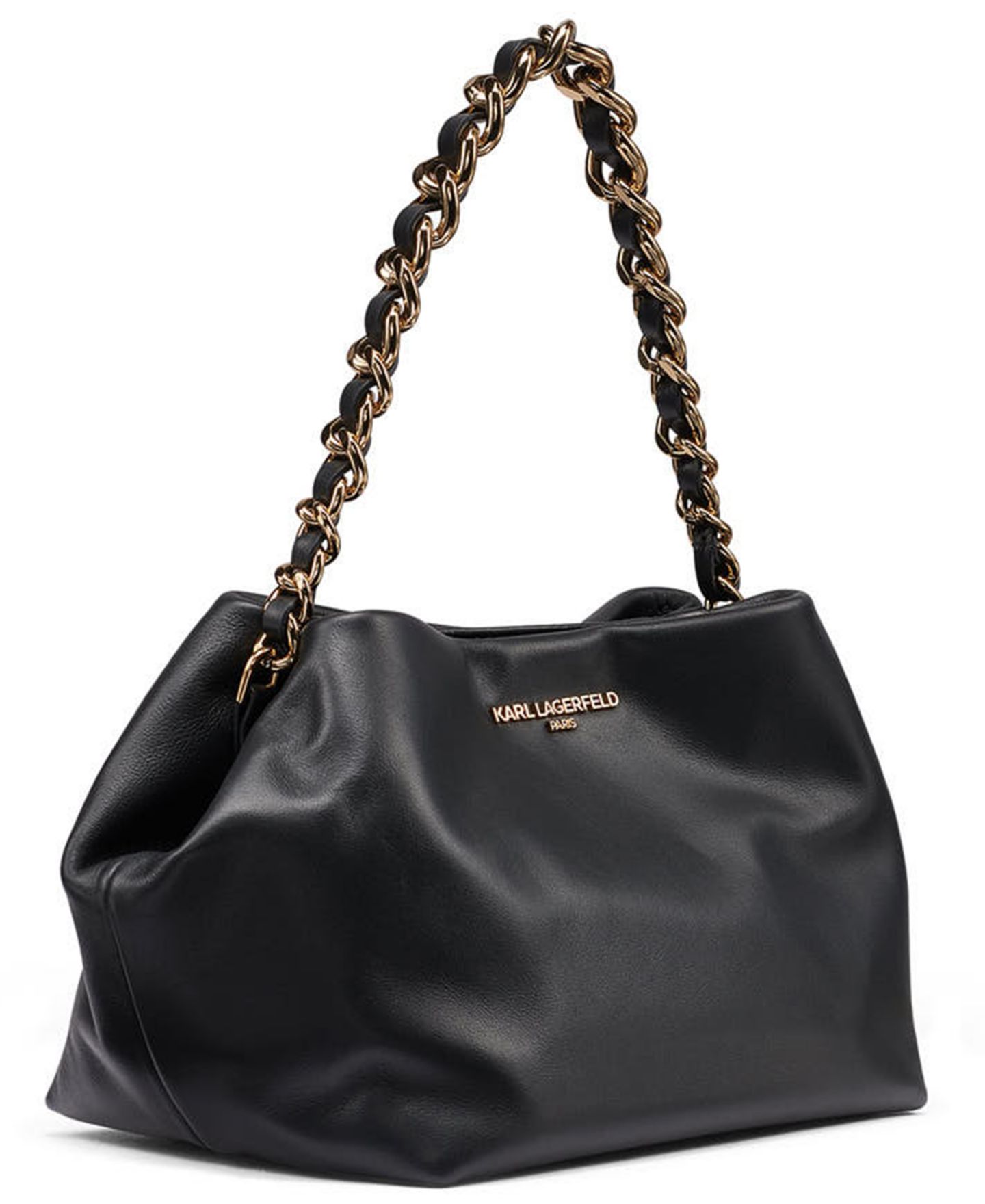 Женский клатч KARL LAGERFELD PARIS Giovanna Medium Leather Clutch Handbag, цвет: Чёрный / Золотой — фото 7
