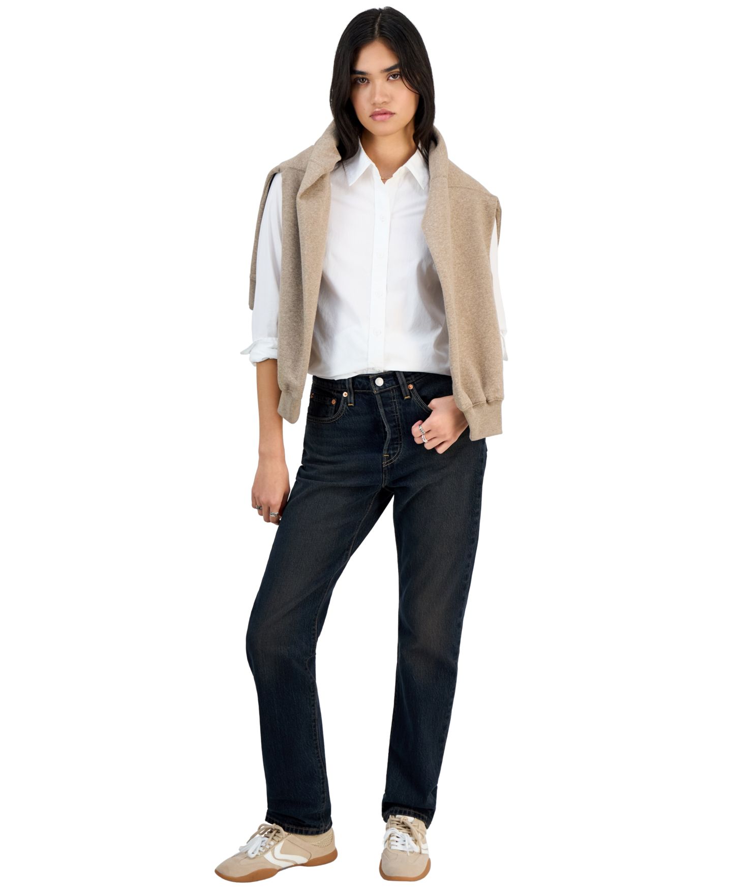 Женская рубашка Levi's Carlile Classic Poplin Long-Sleeve Shirt, цвет: Яркий белый — фото 5