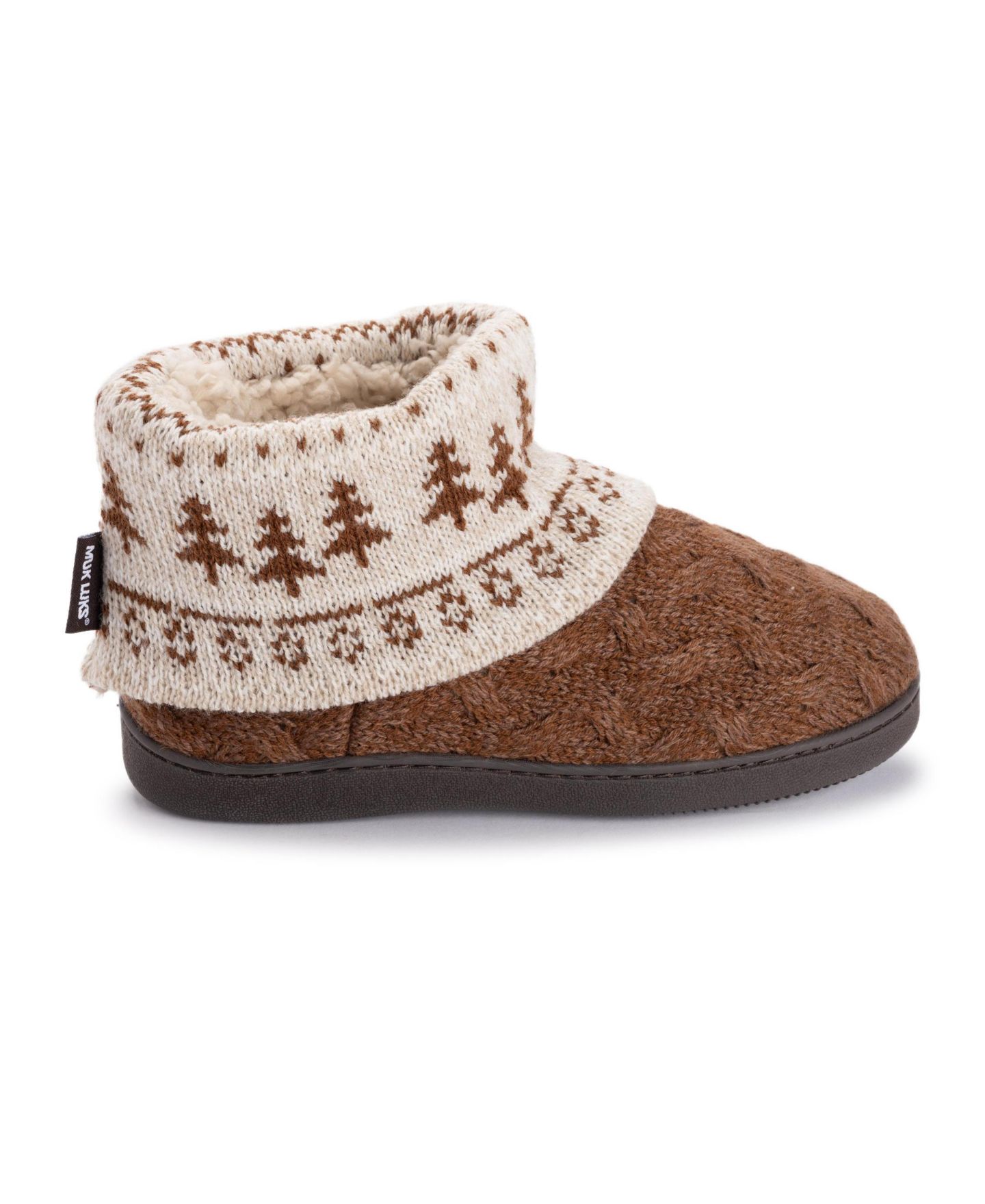Женские тапочки MUK LUKS Rochelle Bootie Slippers, цвет: Коричневый — фото 6