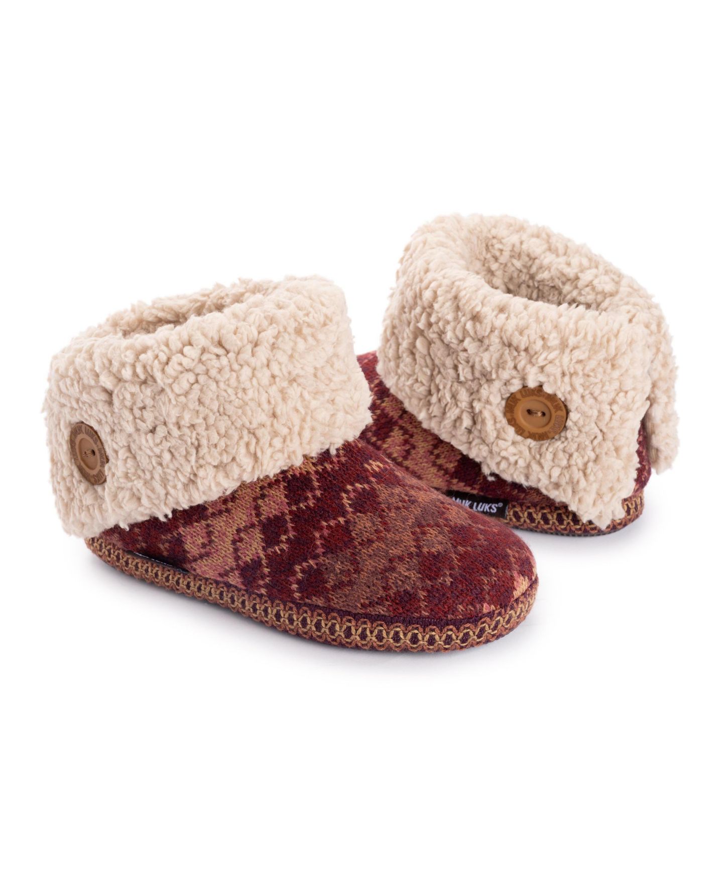 Женские тапочки MUK LUKS Melinda Cuff Boot Slippers, цвет: Ягодный красный — фото 9