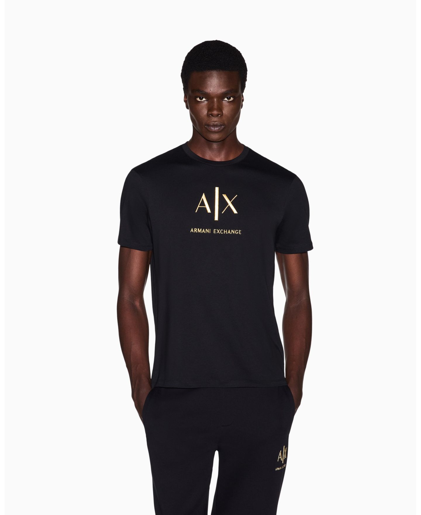 Мужская футболка A|X Armani Exchange Black And Gold Slim, цвет: Чёрный — фото 3