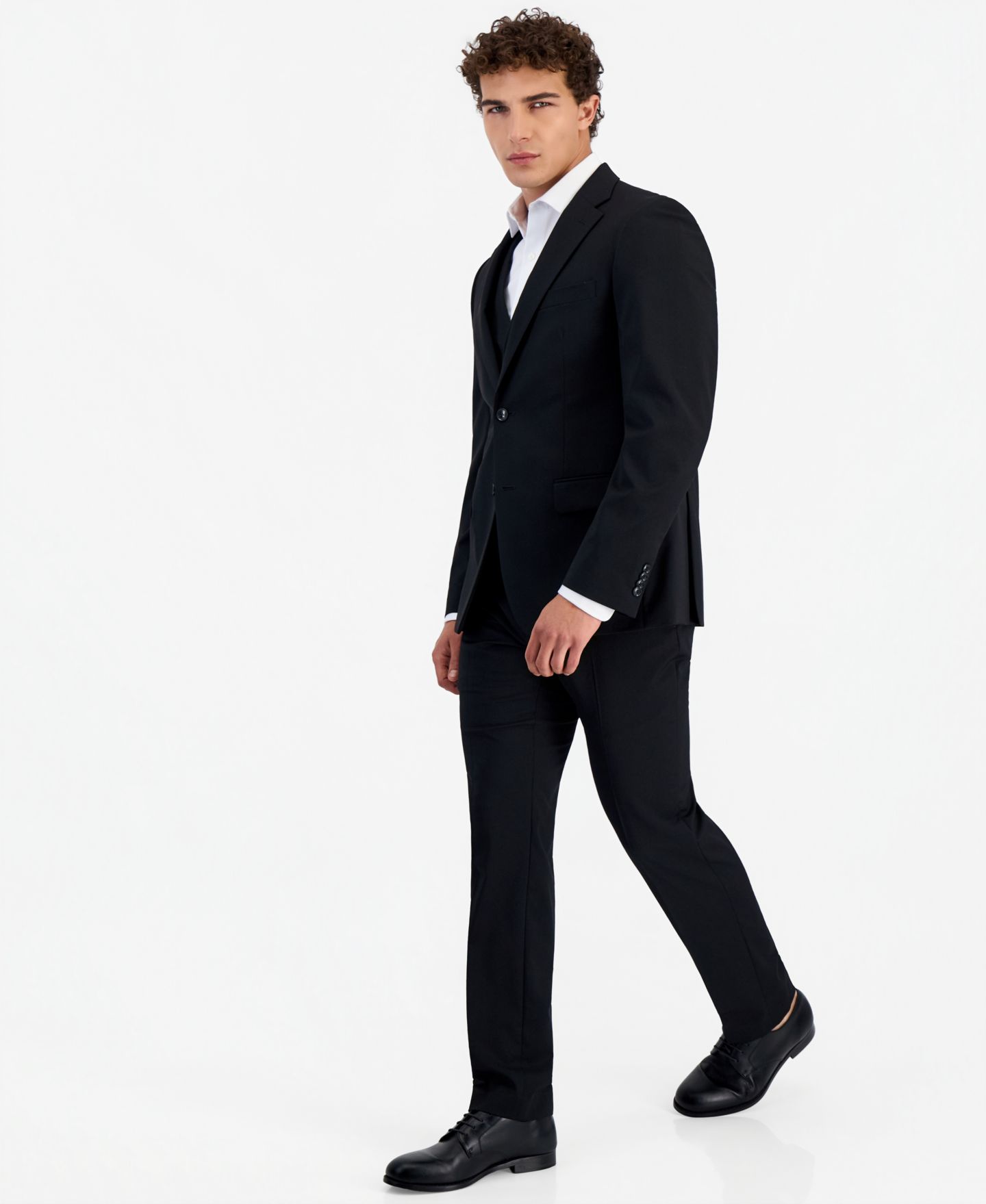 Мужской жилет Tommy Hilfiger Modern-Fit Wool TH-Flex Stretch Suit Separates with Vest, цвет: Чёрный — фото 3
